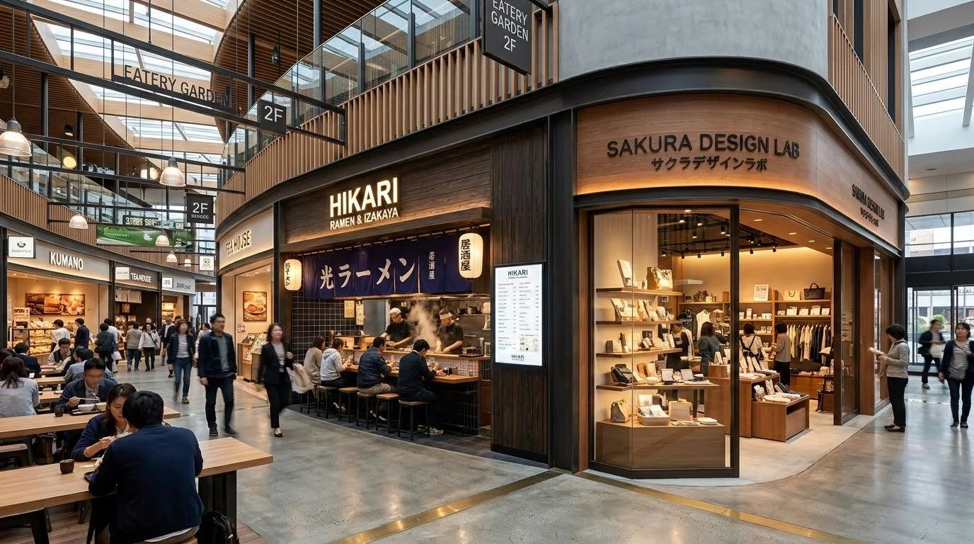 Kadoya restaurant storefront in modern shopping commercial center